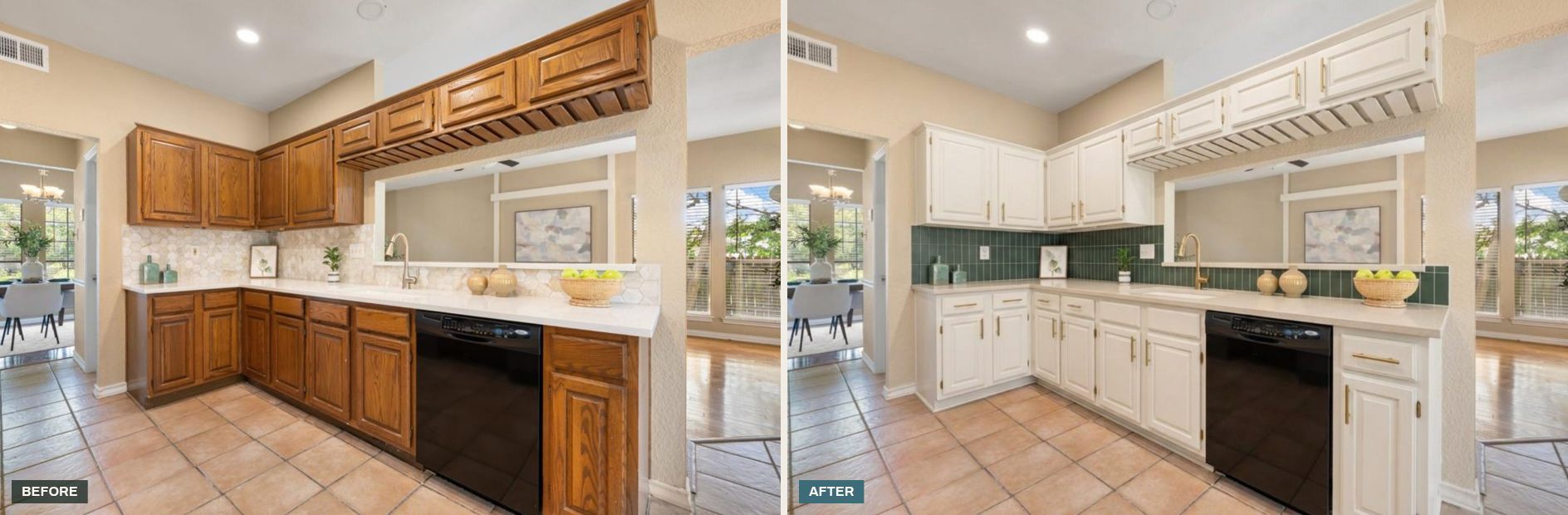 Look 1 on a long oak run, before and after
