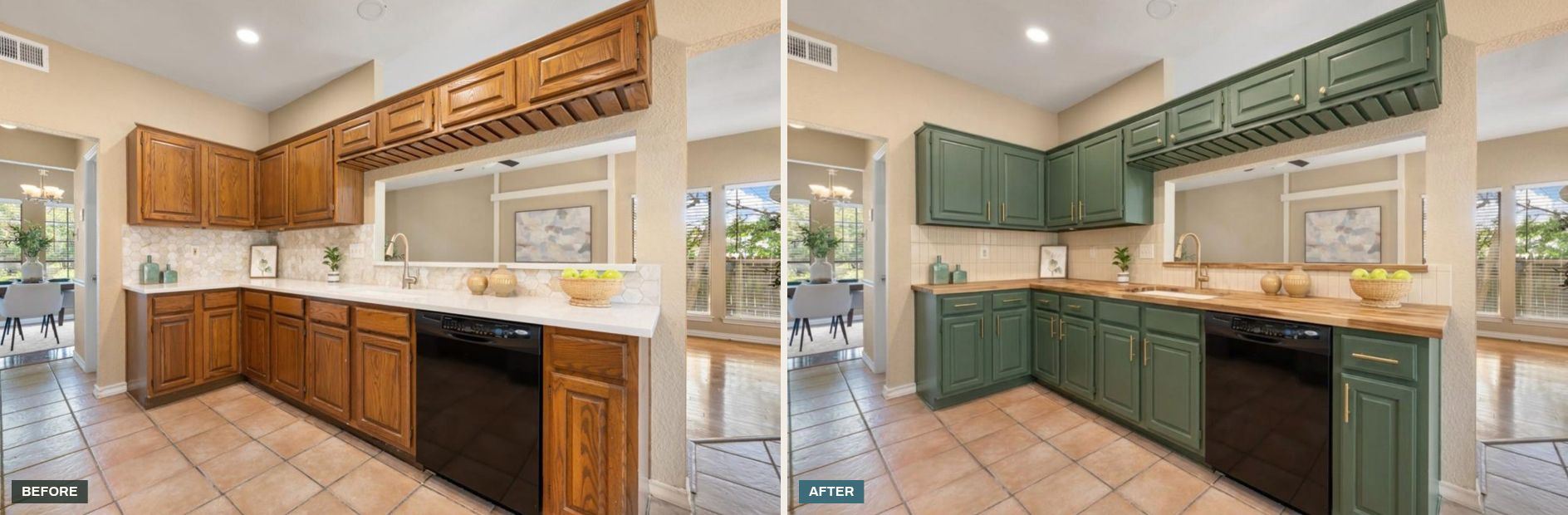 Look 2 on a long oak run, before and after